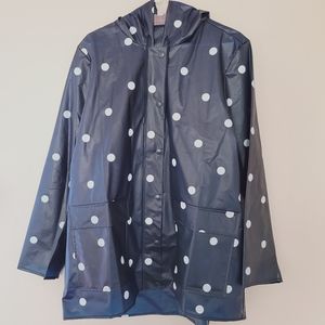 Loft Navy Polka Dot Raincoat Size Large 